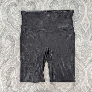 Womens Spanx Faux Leather Biker Shorts